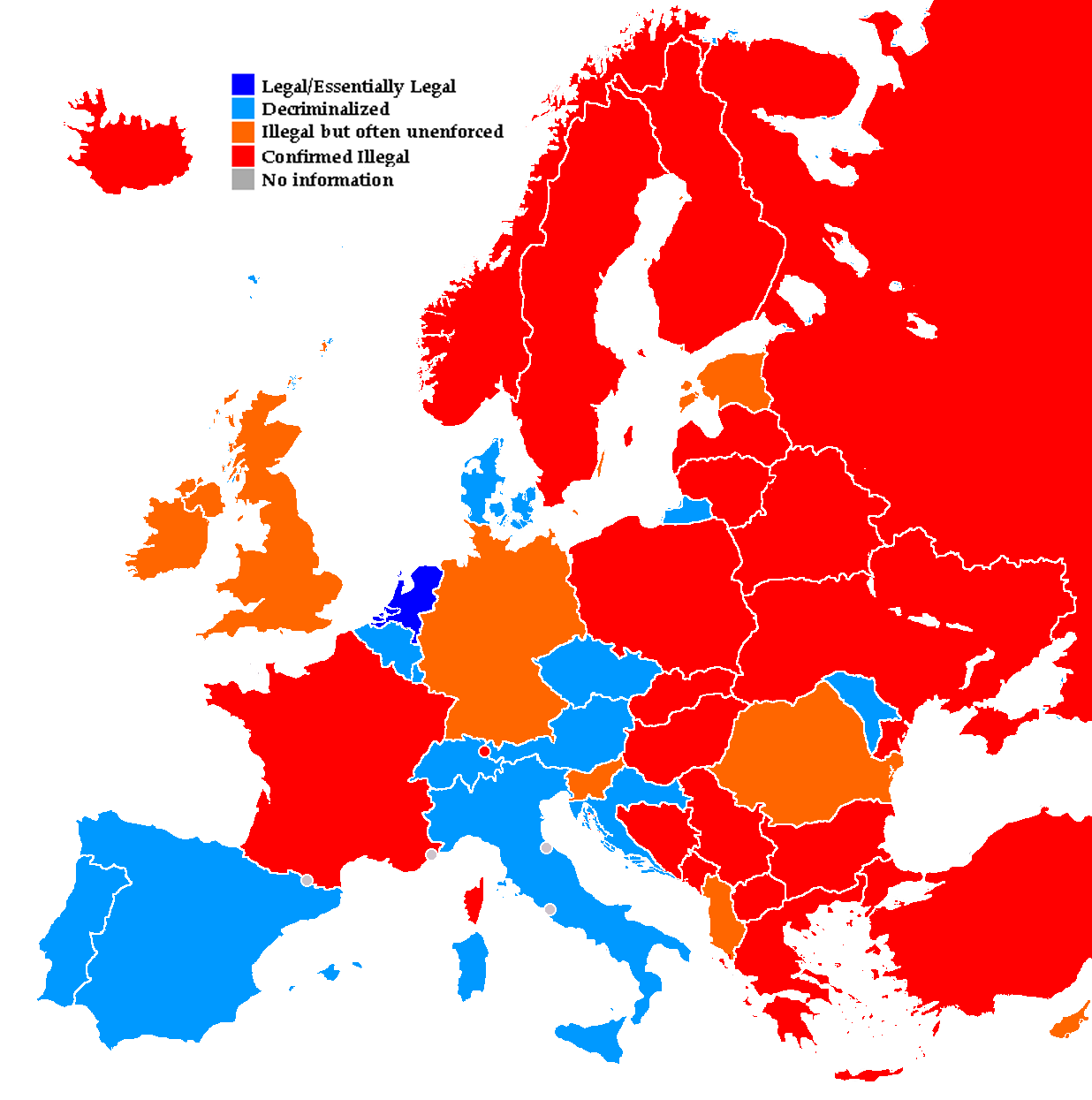 Cannabis Legal Europe map
