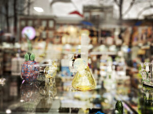 Glass Bongs in a Display barcelona cannabis club